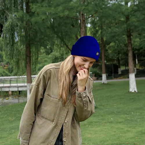 Vista 5 de Gorro para hombre con gorro de invierno con sonrisa, unisex, de punto, suave, cálido, con puños