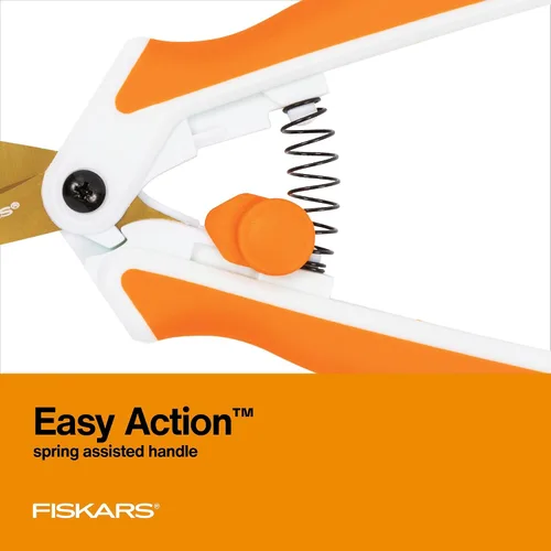 Vista 4 de Fiskars tijera Easy Action de 8 pulgadas, color blanco y naranja