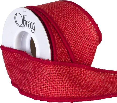 Vista 2 de Berwick Offray - Cinta de arpillera de 1.5 pulgadas de ancho, color rojo, 3 yardas