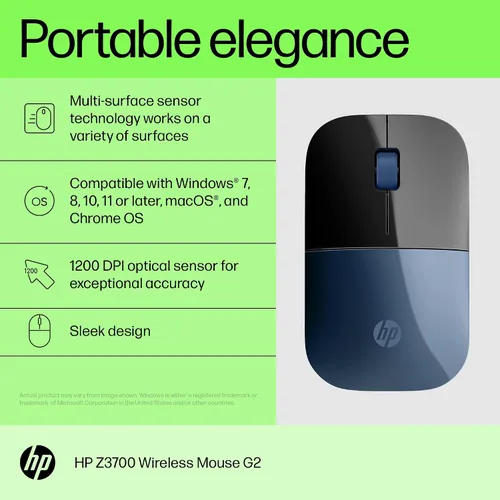 Vista 4 de Ratón inalámbrico azul HP Z3700