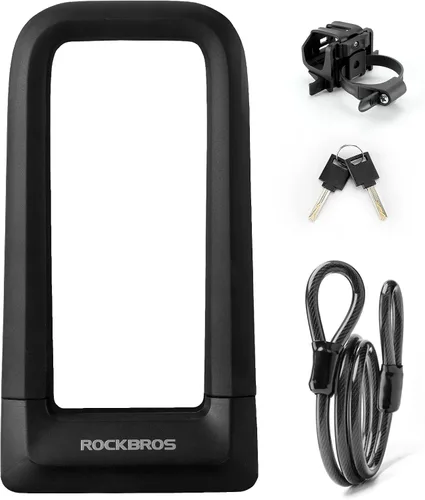 Vista 7 de ROCKBROS Bike U Lock Anti Robo Silicona Cubierta Soporte de Montaje Max 22.5MM 1.76 libras, revestimiento de silicona sin rasguños, soporte