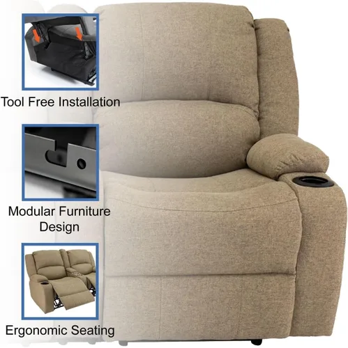 Vista 3 de RecPro Charles Powered RV Wall Hugger Reclinable Loveseat Avena de 64