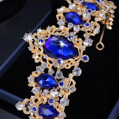 Vista 8 de Kamirola Corona barroca de reina, corona nupcial de diamantes de imitación y tiaras diadema de cristal para cumpleaños, graduación, concurso