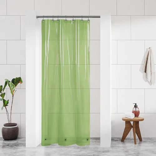 Vista 75 de Barossa Design - Forro de cortina estrecho de PEVA para ducha, con 3 imanes, impermeable, para cabina de baño pequeña, sin PVC, ojales metálicos