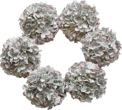 Vista 39 de DuHouse Hortensias artificiales de seda con tallos, hortensias falsas para bricolaje, centro de mesa de boda, decoración del hogar, paquete de 6