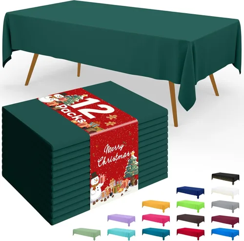Vista 20 de Smiry - Juego de 6 manteles desechables, 54 x 78 pulgadas, manteles impermeables rectangulares para fiestas, cubierta de mesa de plástico