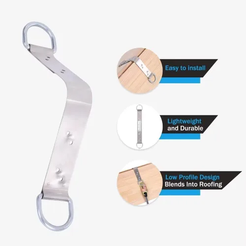 Vista 3 de Soporte de anclaje de techo permanente de protección contra caídas de acero, herramientas de techo ligeras de 18 pulgadas con 10 clavos SS