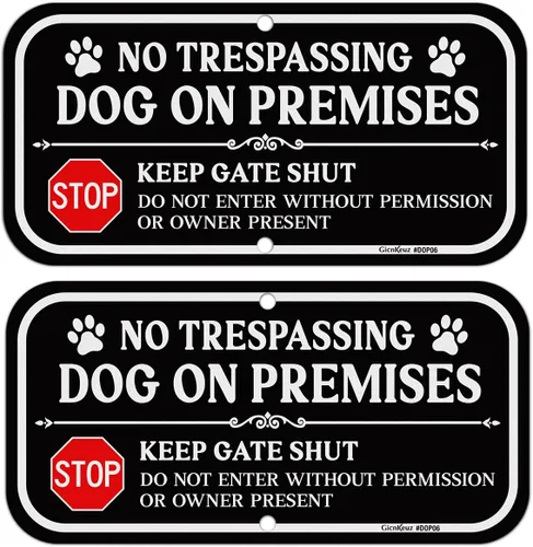 Vista 11 de GicnKeuz Señales de «cuidado con el perro» para valla, 30,48x7,62 cm, señal de mantener la puerta cerrada, aluminio reflectante, resistente a
