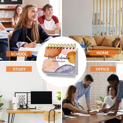 Vista 6 de Calendario diario perpetuo motivacional e inspirador, planificadores sin fecha, calendario perpetuo de escritorio, calendario inspirador de pie