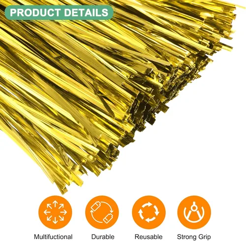 Vista 2 de M METERXITY Paquete de 750 corbatas de metal de 12 pulgadas para Navidad, decoración de fiestas, plantas de jardín, envoltura de regalos, pan