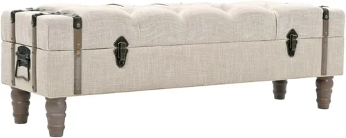 Vista 10 de Banco de almacenamiento de abeto de madera maciza crema para dormitorio, sala de estar, extremo de la cama, 43.3 x 11.8 x 15 pulgadas Estilo C