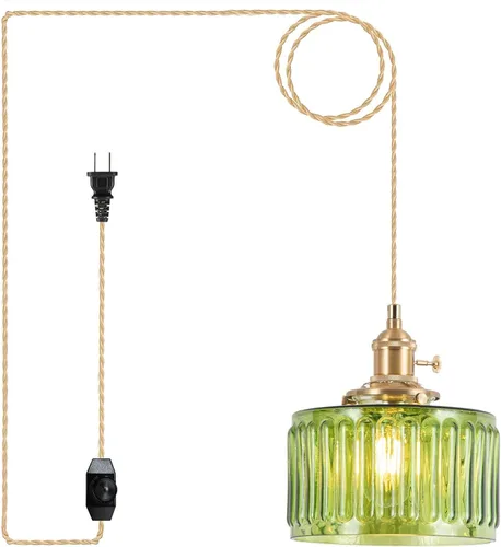 Vista 30 de Luminarias de Lámpara Colgante, Lámpara Colgante con Enchufe de Cristal de 6.6 Pulgadas, Lámpara Colgante de Cristal, Iluminación Colgante E26