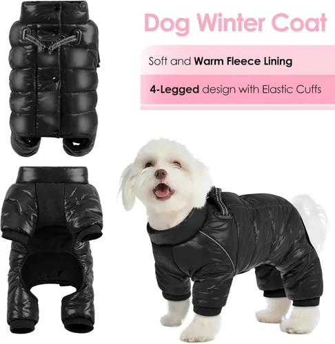 Vista 2 de AOFITEE - Abrigo para perros, impermeable para invierno, cálido traje completo para perros, abrigo de invierno para perros pequeños, chaqueta