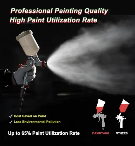Vista 2 de DAXINYANG YT-160 LVLP Pistolas de pintura automotrices con boquillas de 1.3/1.5/1.7/2.0mm y regulador de aire y separador de agua y aceite, pistola