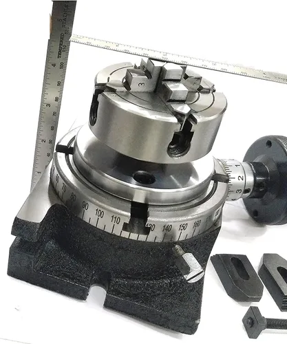 Vista 5 de AnNafi® Mesa rotatoria regular de 4" pulgadas (3.937 in) con 4 ranuras para fresadoras