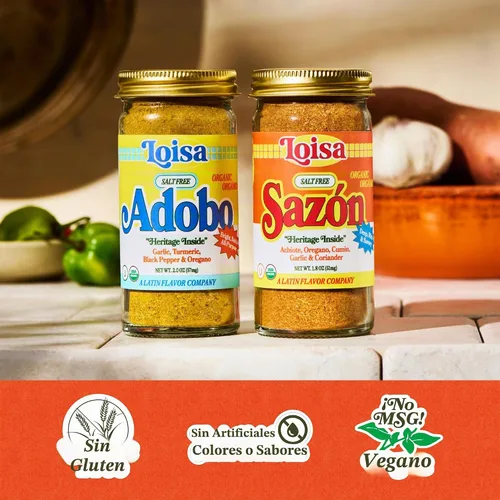 Vista 4 de Loisa Condimento Adobo sin sal, USDA orgánico, sin OMG, sin MSG, sin conservantes, sin colorantes artificiales, sin sabores artificiales, sabor