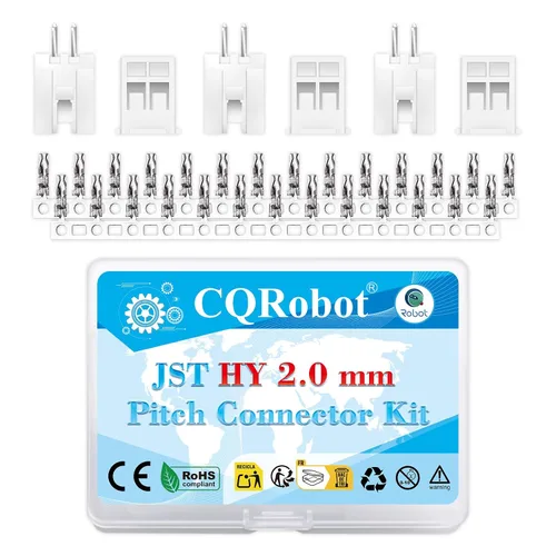 Vista 69 de CQRobot JST EL 4.5 mm de paso 2 pines conector electrónico IC macho, enchufes hembra carcasa y kit de terminales de crimpado en T macho/hembra. 50