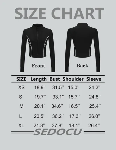Vista 5 de SEDOCU Chaqueta deportiva de entrenamiento para mujer, con cremallera completa, ajustada, para yoga, deportes, con agujeros para el pulgar
