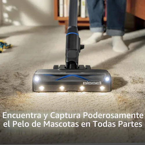 Vista 2 de Bissell PowerClean FurGuard 280W Aspiradora inalámbrica que se mantiene en pie con cepillo autolimpiante, succión fuerte, batería extraíble, montaje