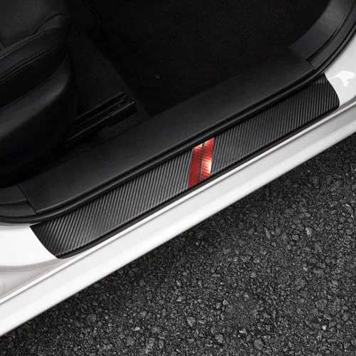 Vista 10 de LEXLEY Marca 3D Hash Mark para Dodge 2009-2026 Charger Durango Hornet de cuero estilo fibra de carbono protector de umbral de puerta antiarañazos
