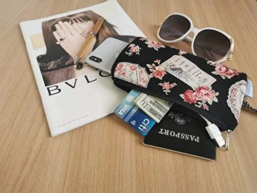 Vista 5 de Tainada Bolso de mano para teléfono para mujer, con doble cremallera, cartera para iPhone 15 Pro Max, 15 Plus, Samsung S23+