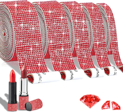 Vista 9 de 5 rollos de cinta autoadhesiva de diamantes de imitación con cristal, cinta de diamantes bling con pegatinas de 2 mm para manualidades, bodas