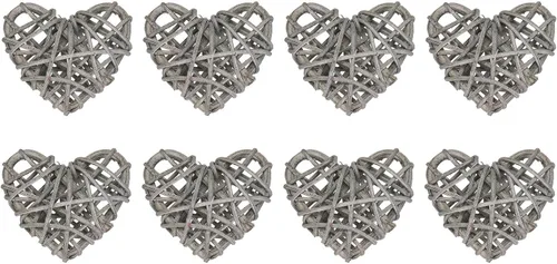 Vista 12 de MECCANIXITY 8 piezas de jarrón de ratán en forma de corazón de ratán natural para decoración del día de San Valentín, decoración del hogar, boda