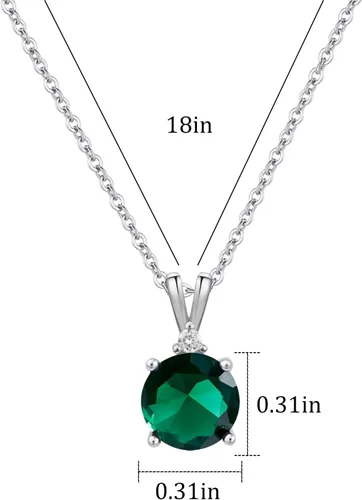 Vista 29 de 8mm Round Cubic Zirconia Sterling Silver Necklace Dainty Necklace Birthstone Jewelry Pendant Necklaces for Women