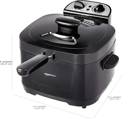 Vista 5 de Amazon Basics - Freidora eléctrica profunda de 2.1 cuartos (2.0L) con capacidad de aceite de 8 tazas, temporizador, temperatura ajustable, cesta