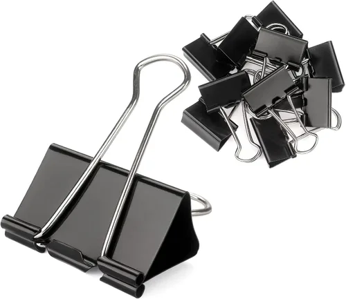 Vista 9 de ZZTX - Paquete de 36 clips para carpeta de 0.7 pulgadas, color negro Clips de abrazaderas de papel, acero duradero, resistente al óxido, resorte