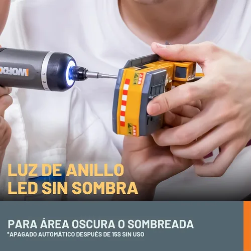 Vista 7 de WORX Destornillador de litio 4V Kit de accesorios de 30 piezas WX242L Cordless Driver with Rechargeable Battery, Black/Silver, for Home DIY