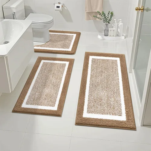 Vista 12 de Pauwer Juego de baño, alfombras de baño antideslizantes, alfombras de ducha absorbentes para suelo de baño, bañera y ducha, color azul aguamarina