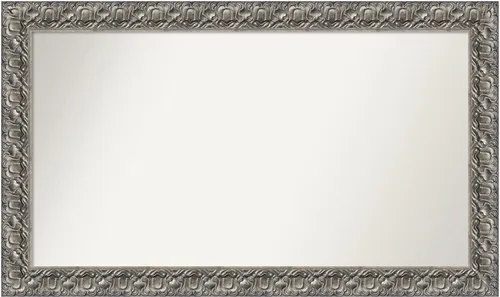 Vista 110 de Amanti Art Espejo de baño plateado para sobre fregadero, 26 x 26 pulgadas, espejo cuadrado de níquel pulido, marco de madera tradicional mediano, se