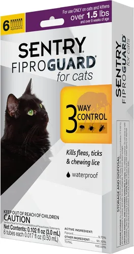 Vista 7 de Gotas tópicas para pulgas y garrapatas, para gatos, Sentry Fiproguard, Púrpura Ideal for Cats & Kittens 1.5 lbs+; Kills Fleas, Ticks & Chewing