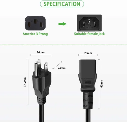 Vista 4 de Cable de alimentación de 6 pies para olla instantánea Duo Mini, Duo Plus Mini, DUO60, Duo Plus60, DUO50, Smart 60 Bluetooth, Ultra 6 60 y otras