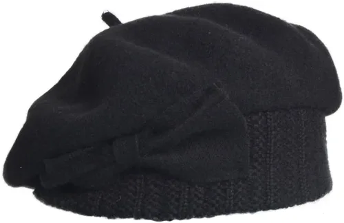Vista 2 de VECRY - Gorro 100% de lana para mujer, boina de fieltro tipo campana, gorro de vestir para invierno