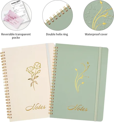 Vista 3 de Joyberg Cuaderno estético en espiral, 2 cuadernos bonitos, cuadernos de 8.3 x 6 pulgadas para mujeres, cuaderno en espiral A5 para oficina, escuela