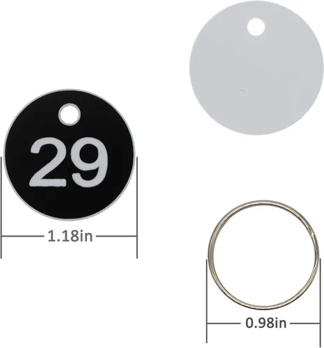 Vista 2 de Etiquetas de plástico para números de identificación con llaveros (50, negro)
