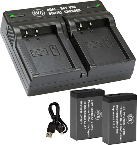 Vista 5 de BM 2 LP-E17 Baterías y cargador de batería de doble bahía para Canon PowerShot V1, Rebel EOS R8, EOS R10, EOS R50, R50 V, EOS R100, EOS RP, EOS M6
