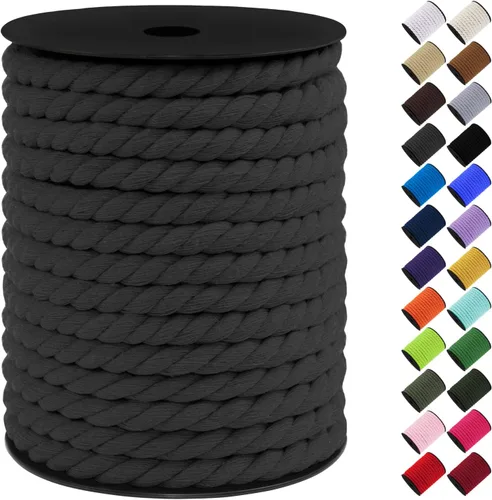 Vista 37 de Cordón de macramé de algodón, 0.315 in x 131 pies, hilo grueso para manualidades, cuerda trenzada de 3 hebras para colgar en la pared, ganchos