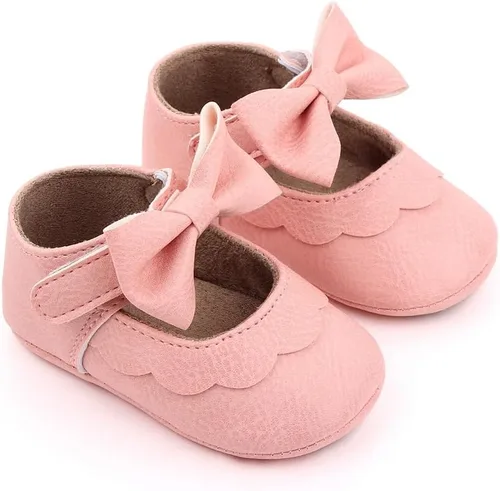 Vista 2 de Zapatos planos Mary Jane para bebés y niñas, suela suave antideslizante, suela suave, princesa, primeros pasos, de piel sintética, zapatos de vestir
