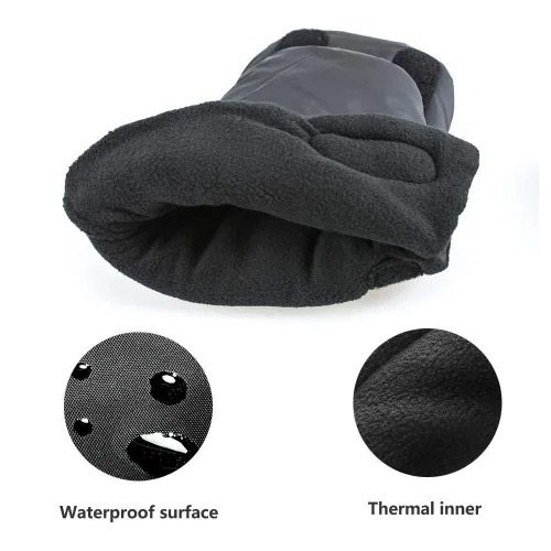 Vista 3 de Guantes de invierno para cochecito, manopla universal para cochecito, resistente al agua, resistente al viento, manguito de mano para cochecito