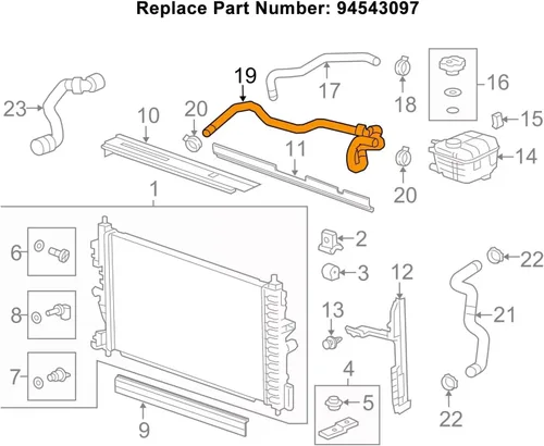 Vista 5 de Tanque de depósito de refrigerante compatible con Chevy Cruze 2011-2016 1.4L 2016 Chevy Cruze Limited 1.4L 603-383 13465094 con 1 manguera