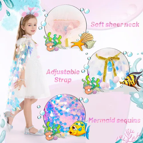 Vista 3 de LIMIROLER Juego de 9 piezas de disfraz de princesa para niñas de 3 a 8 años, gran regalo para cumpleaños, Navidad, Halloween