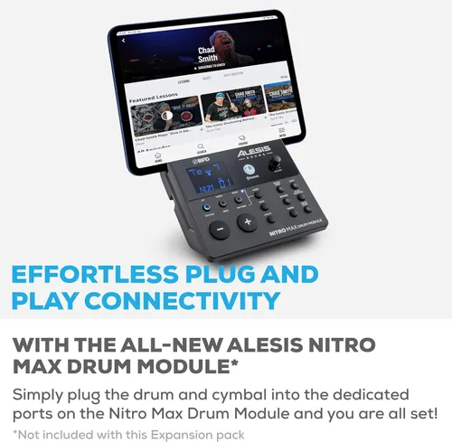 Vista 5 de Alesis Drums Nitro Max Expansion Pack - Expansión de batería eléctrica para kit Nitro Max con pad de tom de malla, platillo de 10" con choke