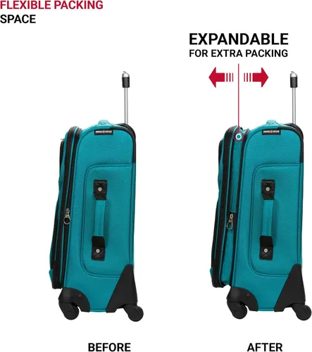 Vista 5 de SwissGear - Equipaje suave expandible Sion con ruedas, verde azulado