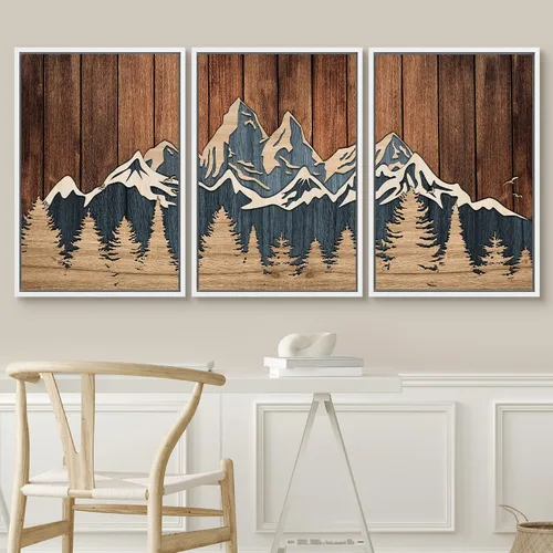 Vista 221 de SIGNWIN Lienzo enmarcado para pared, juego de arte de collage de hojas transparentes en blanco y negro, ilustraciones de naturaleza silvestre, arte