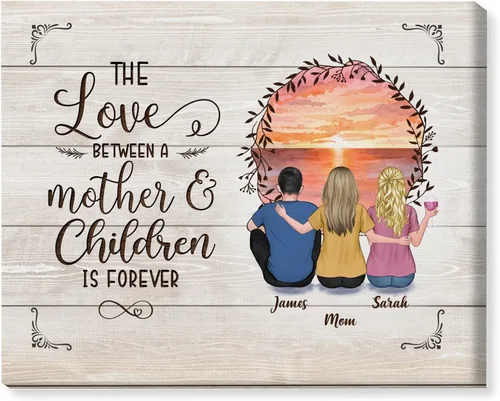 Vista 13 de Gossby Lienzo personalizado envuelto para mamá – El amor entre madre e hija es para siempre – Regalo personalizado con nombres de avatares – Regalo