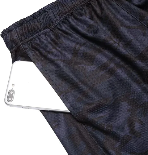 Vista 3 de COOFANDY Paquete de 3 pantalones cortos de entrenamiento para hombre, pantalones cortos deportivos de malla, ligeros, para culturismo, con bolsillos