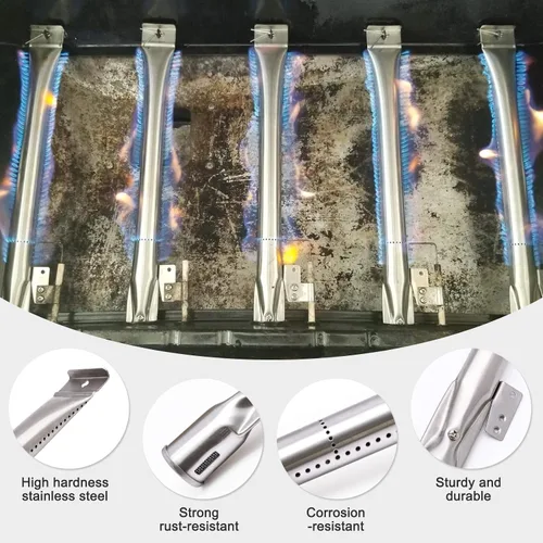 Vista 5 de Piezas de repuesto para modelos de parrilla Nexgrill 720-0864 720-0864M, 2 placas de protección térmica para domadores de llama y 2 quemadores